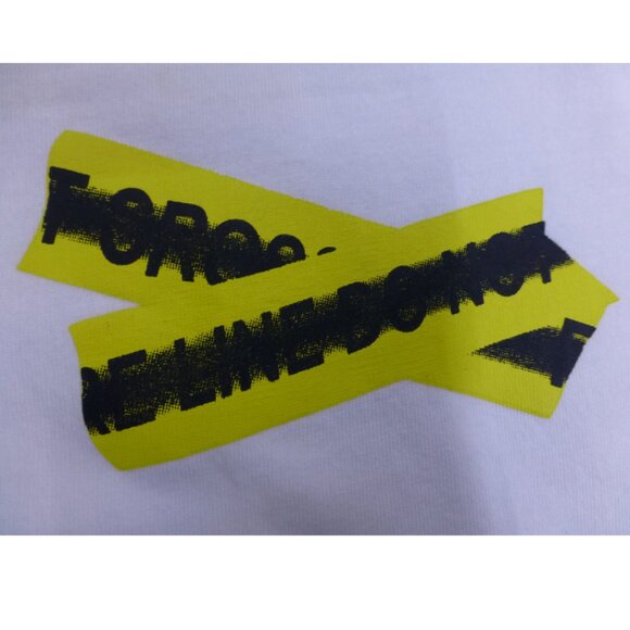 Off-White Fire Tape Line Do Not Cross White T-Shirt - Picture 6 of 12